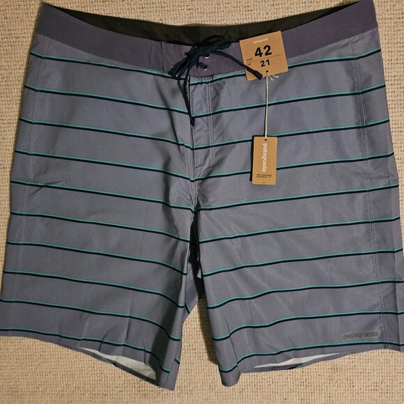 Patagonia Men's Hydropeak Boardshorts 21" Blue Gray Stripe - NEW - Size 42 XXL